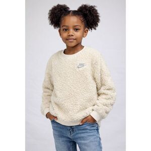 Nike Girls Sherpa Fleece Sweatshirt 6X Cream Pullover Cozy Teddy Crewneck
